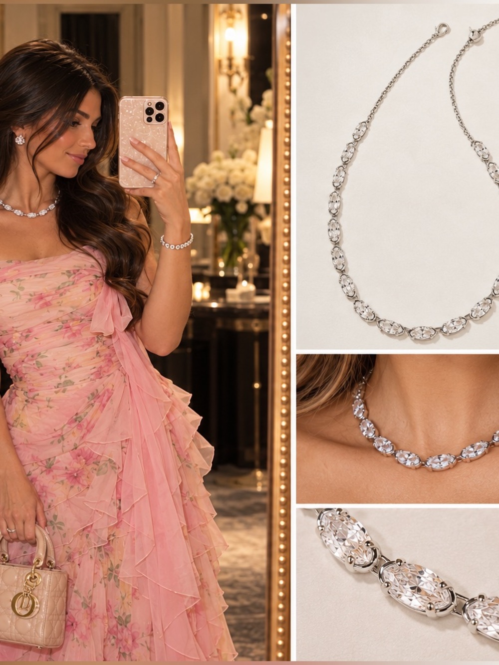 KENDRA SCOTT ⛓️💥Genevieve rhodium Crystal Strand Riviera Necklace Silver choker